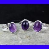 SVP962-925 Sterling Silver 3 Pcs Ring Set Amethyst Cab Gemstone Trendy Wholesale Lot